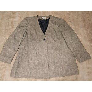 Worthington Womens Plus Size 20 Brown Suit Jacket Blazer Lined Single Button